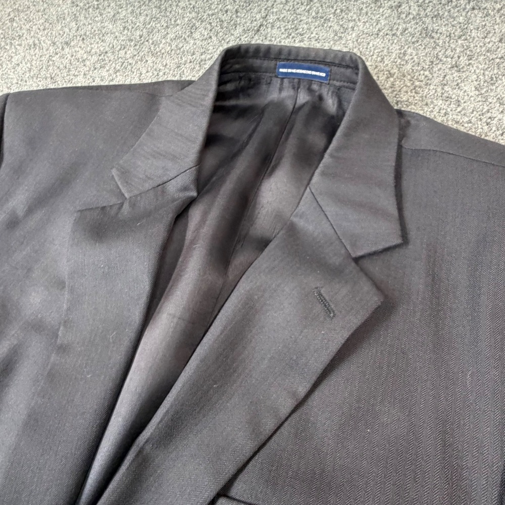 Stafford Performance Mens Size 42R Black Herringbone 100% Wool Blazer Sport Coat